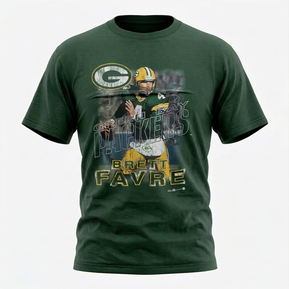 Vintage Brett Favre 1997 MVP Sport Attack T-Shirt Green Bay Packers Size XL